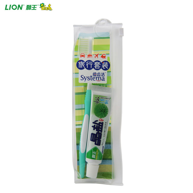 狮王lion细齿洁细毛牙刷松清新牙膏袋式旅行套装出差洗漱包便携装