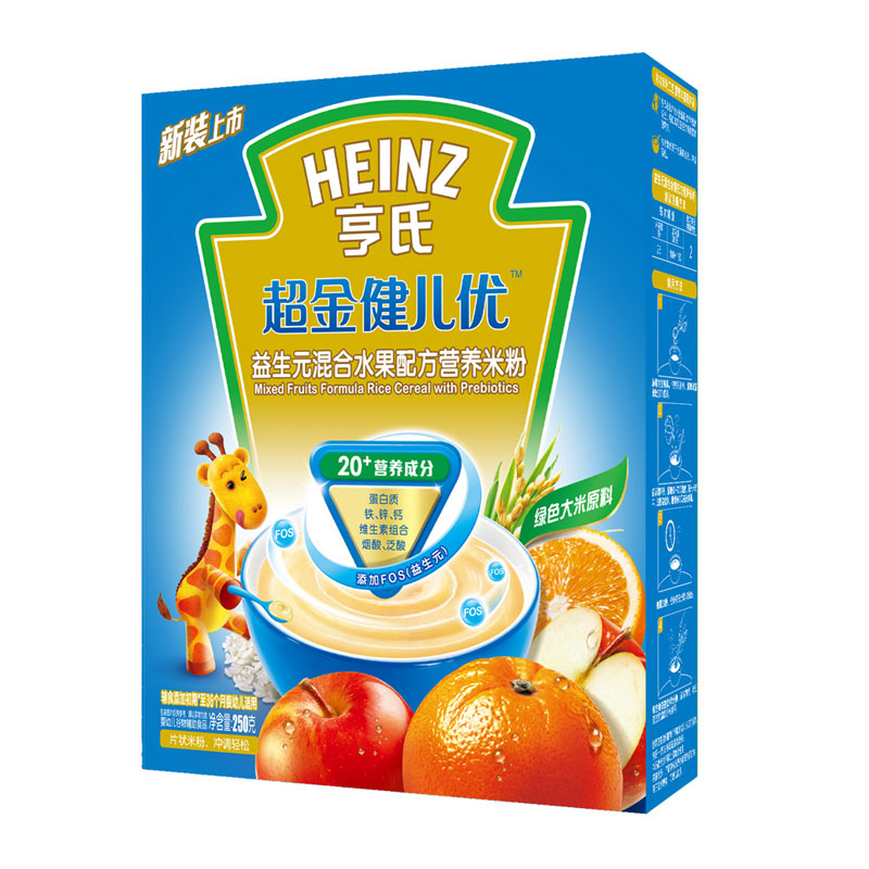乐友孕婴童亨氏超金益生元混合水果配方营养米粉250g