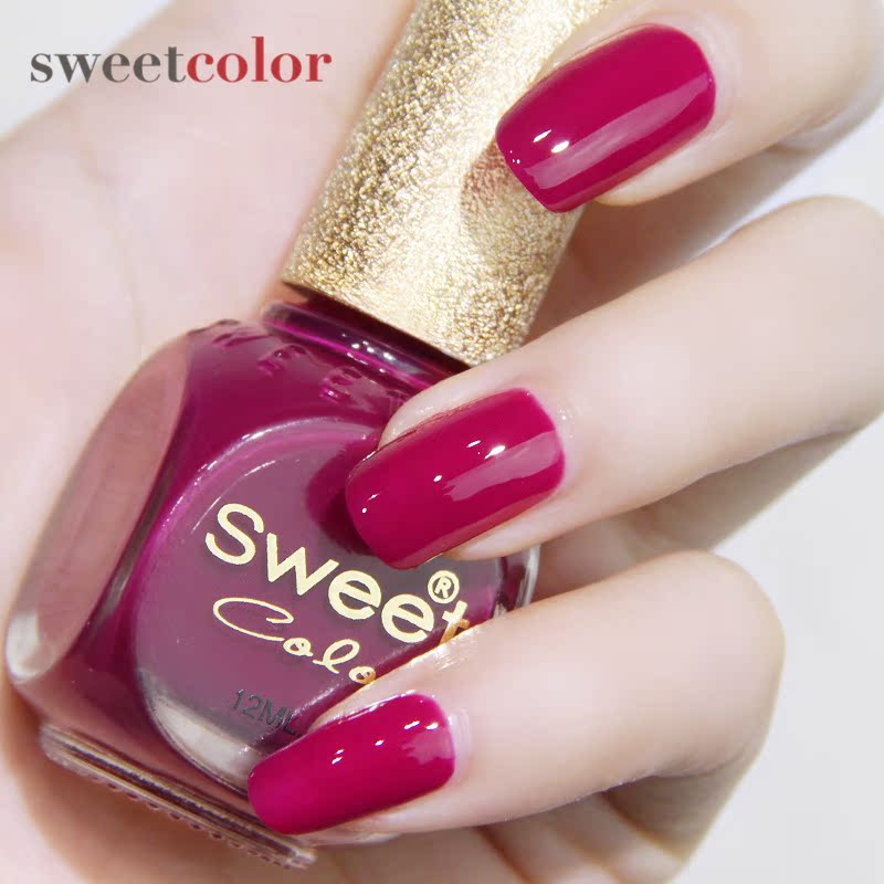 Sweet Color指甲油 紫红色 手脚指甲油 显白无毒 杜鹃红12ML