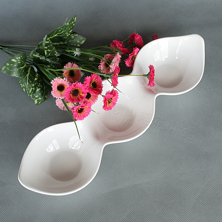 12-inch three-tandem disc Alien Creative pure white Bone Porcelain Western Style Dish Ceramic Ware Plate Transparent Authentic