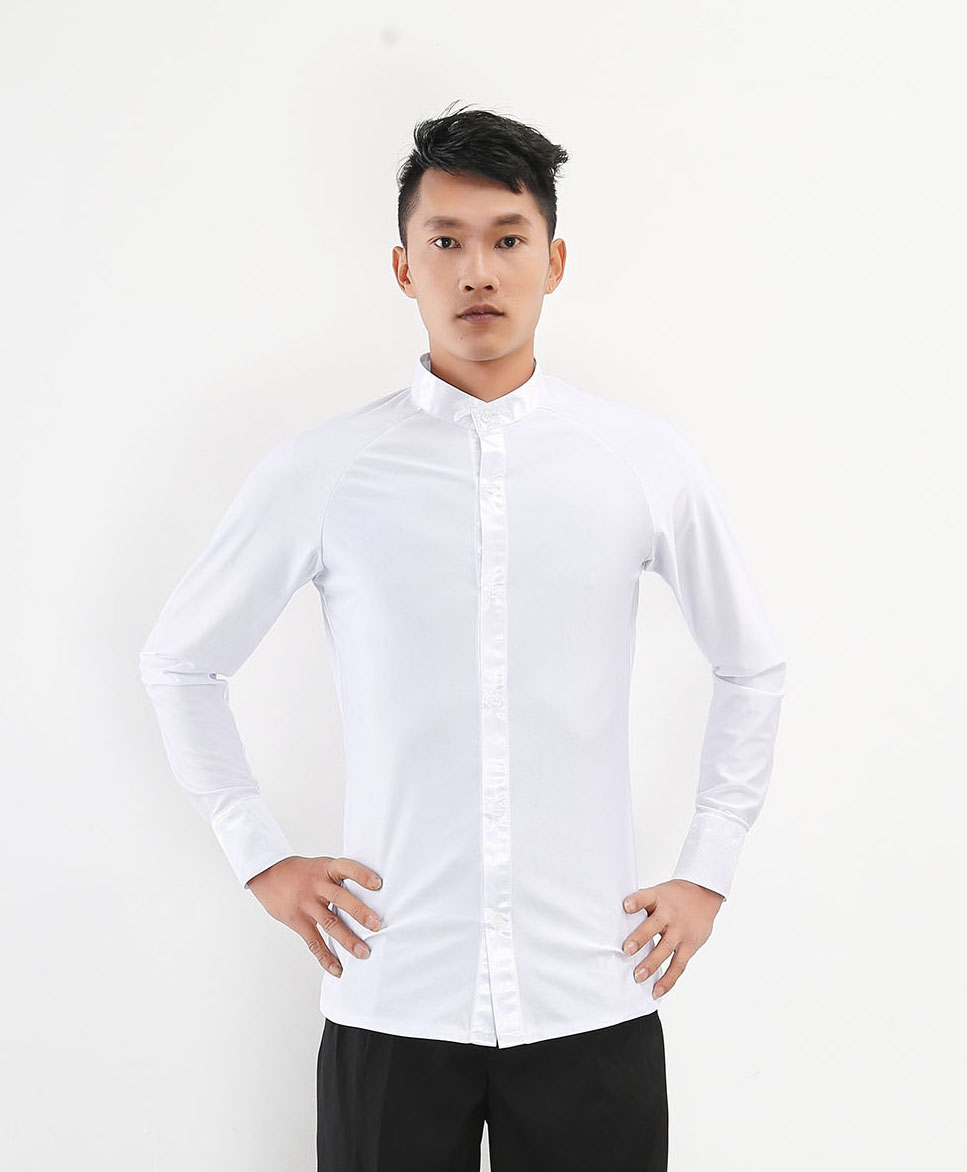 Men's professional Latin Dance Modern dance Square dance Social Dance National standard dance suit Dance suit Dance suit Stand-up collar Long-sleeved shirt