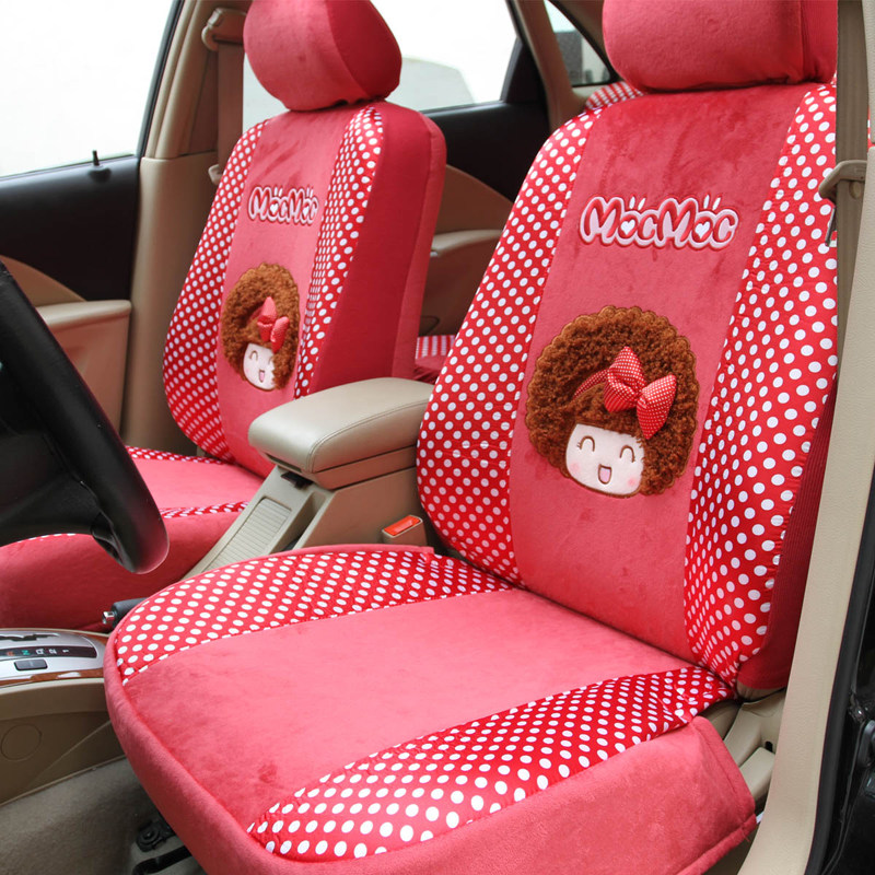 摩丝娃娃新款女秋夏季卡通可爱汽车坐套全包绒布四季通用汽车座套