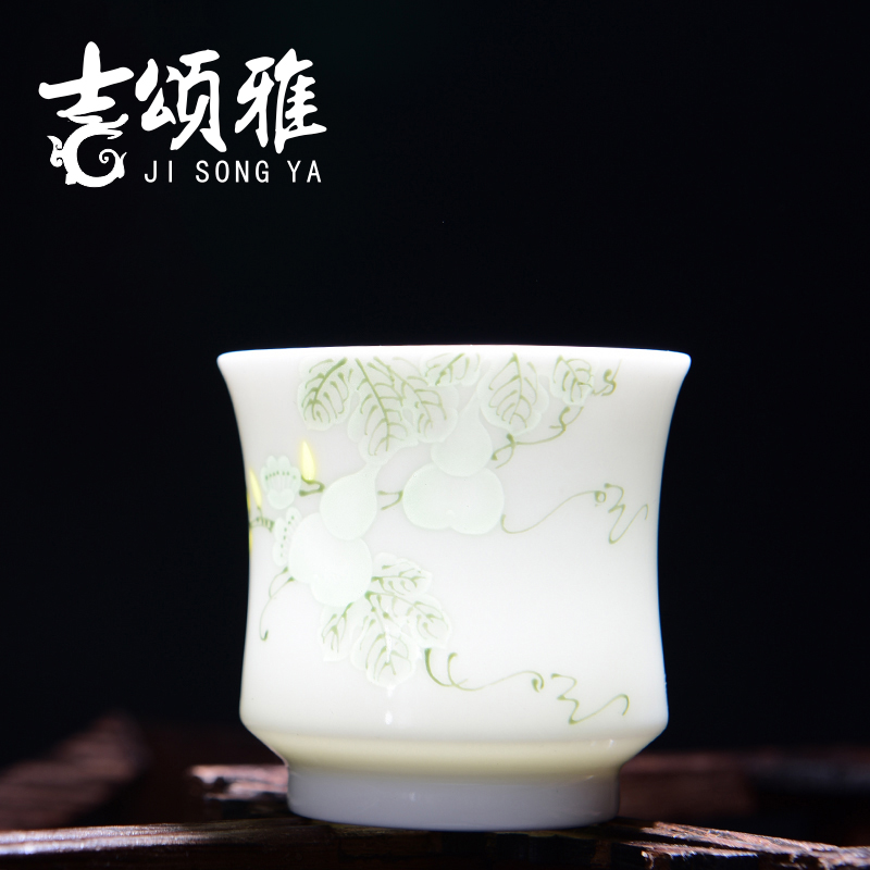 Jingdezhen manual cup half knife mud sample tea cup bergamot single CPU master cup fragrance - smelling cup kung fu tea cups