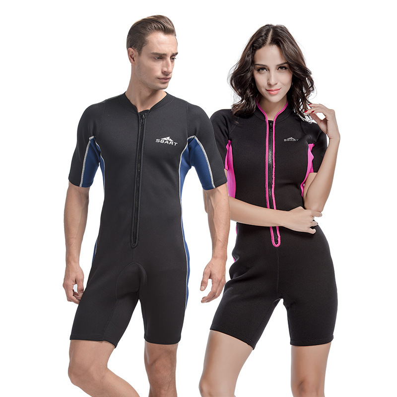 Korean lovers 2mm diving suit for men and women with short sleeves thick warm swimsuit professional jellyfish snorkeling surfing suit