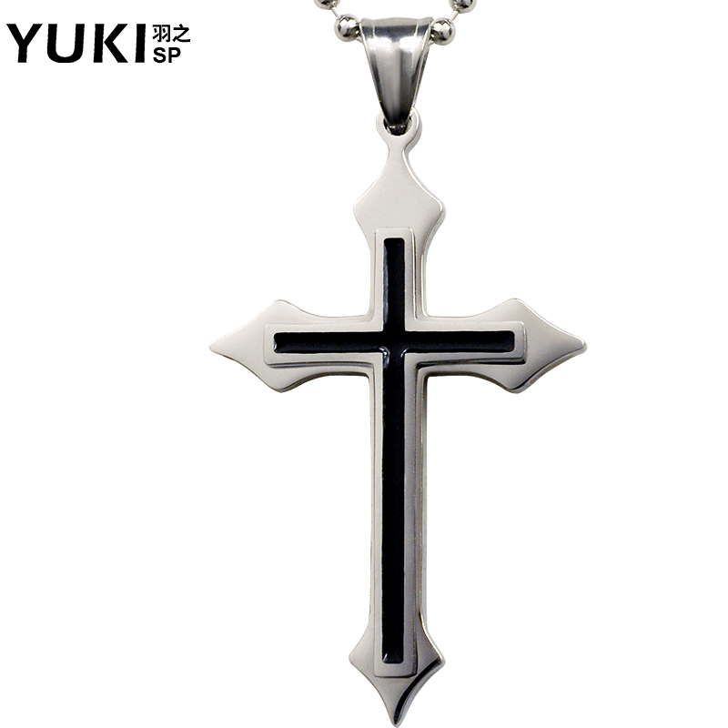 YUKI韩版男士简约项链 钛钢耶稣十字架项链 时尚情侣项链夜店配饰