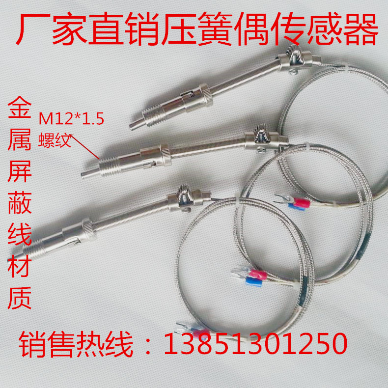 Factory direct spring spring type thermocouple K-type Spring E-type Spring couple metal shielded wire thermocouple WRNT-01