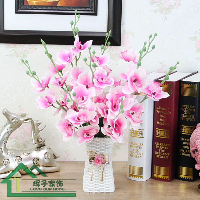 Special Phalaenopsis imitation silk flower set decoration decoration living room bedroom dining table plastic fake flower potted plant