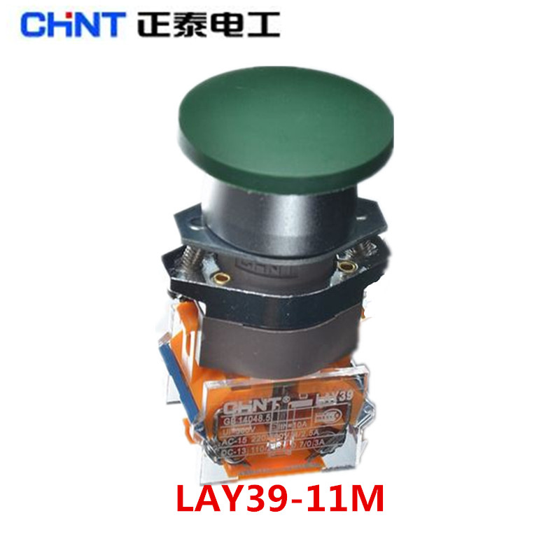 Zhengtai original new mushroom head button switch LAY39-11M green 22 holes open and close