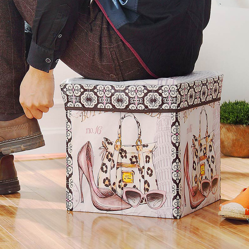 Uqi Inron retro containing stool folding storage stool film unwoven cloth for changing shoes stool footrest stool