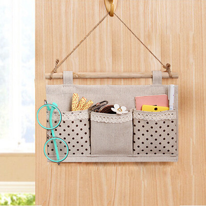 Zakka Xiaoqing Little Fresh Cotton Fabric Lace Dog Storage Hanging Dog Wall Backs Bag Small