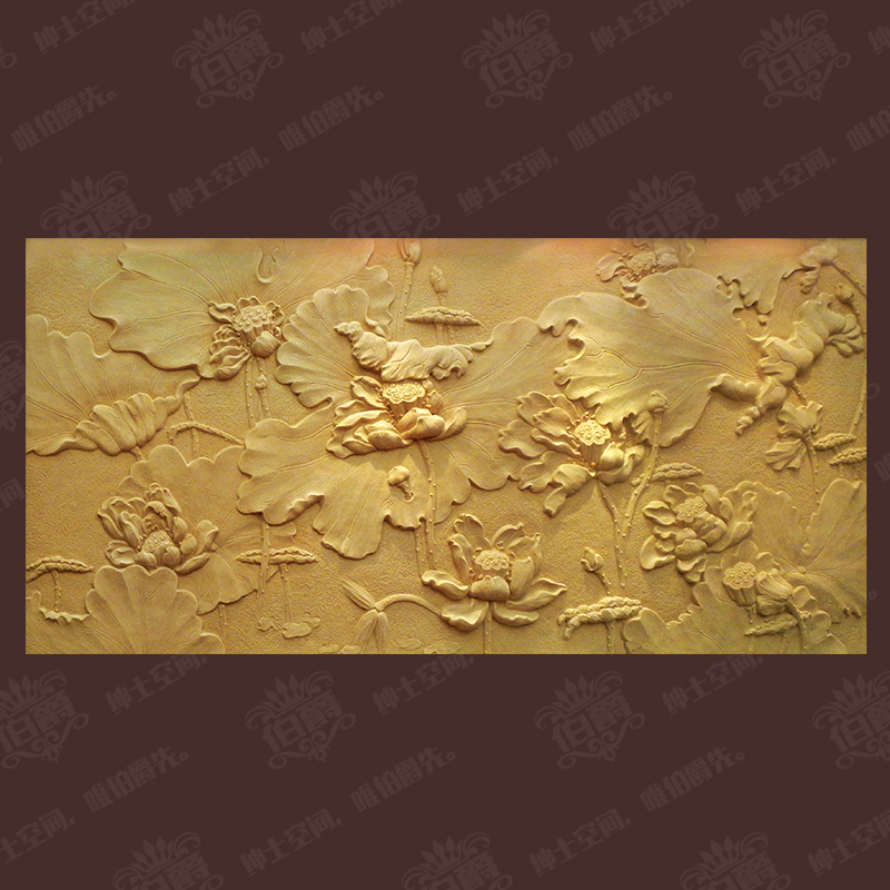 Countess sandstone relief background wall sandstone murals Xuanguan Living room and other new lotus leaf wall decoration manufacturer direct sales