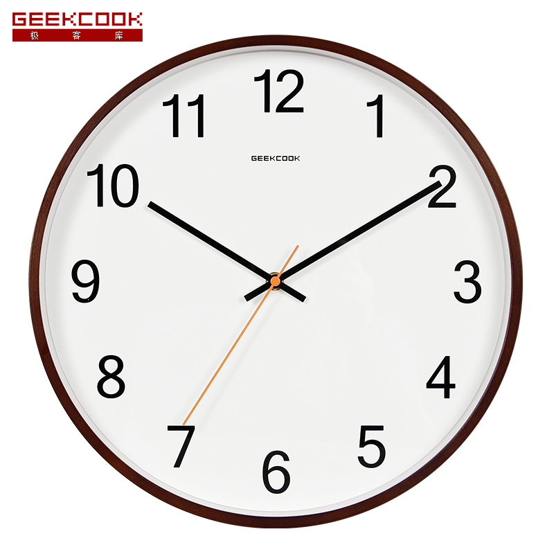 Extremely guest library minimalist modern wood hanging clock Chinese style clock China wind hanging table Living room Bedroom mute quartz clock table