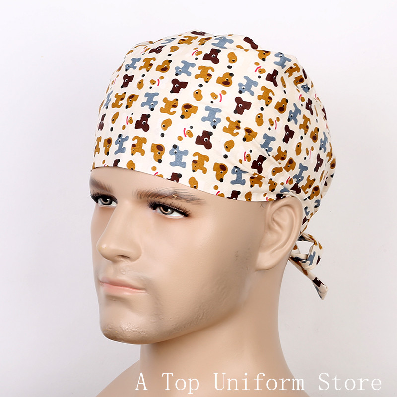 Spring medical work clothes Long sleeve hat Autumn and winter clothing European and American male doctor Nurse pure cotton pattern printing surgical cap