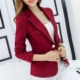 Thời tiết khí tiết Bộ đồ nhỏ nữ mùa thu đông Bộ đồ nữ Hàn Quốc Slim Solid Color Một nút dài tay áo khoác mỏng thời trang công sở hàn quốc Business Suit
