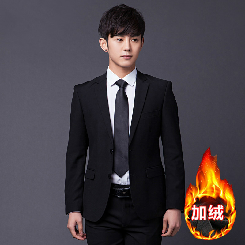 Gush Thickened Suit Men's Autumn Winter West Suit Suit Sashimi Groom Wedding Casual Business Work Clothes Positive Dress