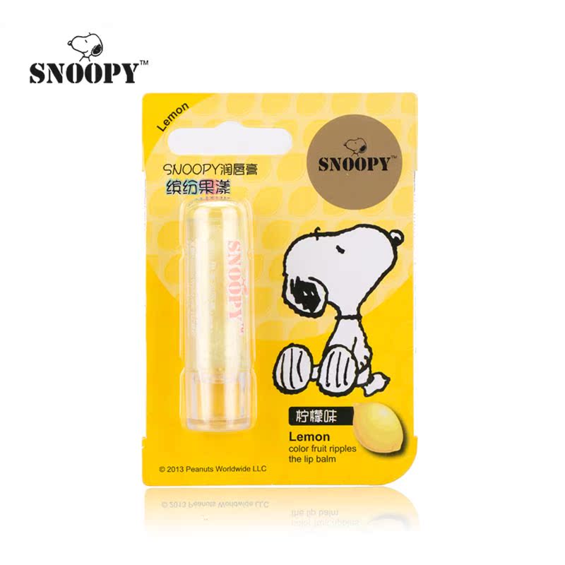 snoopy史努比缤纷果漾润唇膏柠檬味 学生专用化妆品保湿护润唇