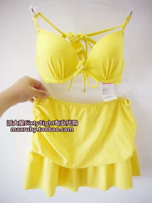 6IXTY 8IGHT màu vàng tươi sáng bãi biển bikini bikini chia váy - Bộ đồ bơi hai mảnh