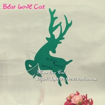 Hollowed-out Christmas Decoration Card Wine Cup Card Creative Christmas Deer Wine Glass Card DIY wine glass card seat card 50 pieces