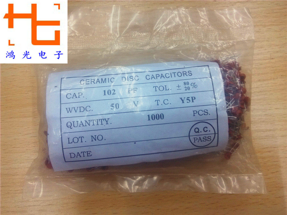 Hongguang) Ceramic capacitor 102 1nF 50V 102PF 1000PF 1,000 packets = 6 yuan