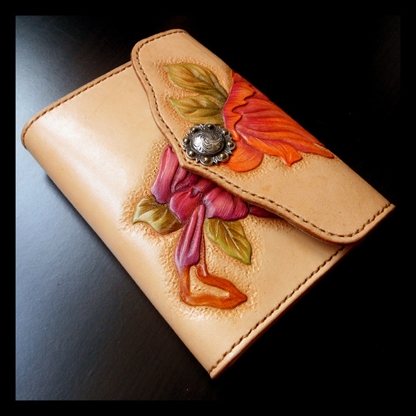 Handmade Genuine Leather Men's Bag Women's Bag High-end Gift Book for Bull Leather Sculpture Flower Colored Drawing Women's Jade Orchid Collection Bag