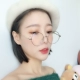 Kính gọng tròn nữ phiên bản Hàn Quốc của thủy triều retro phẳng chống ánh sáng xanh có thể được trang bị kính cận thị gọng kính mắt nữ tròn mặt tròn độ - Kính khung mắt kính nam Kính khung