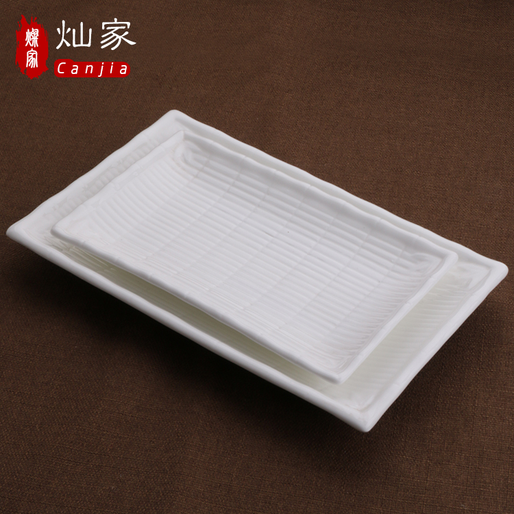 Can is home rectangular plate ceramic pure white sushi of disc fruit cake plate all the hotel tableware oblong bamboo products