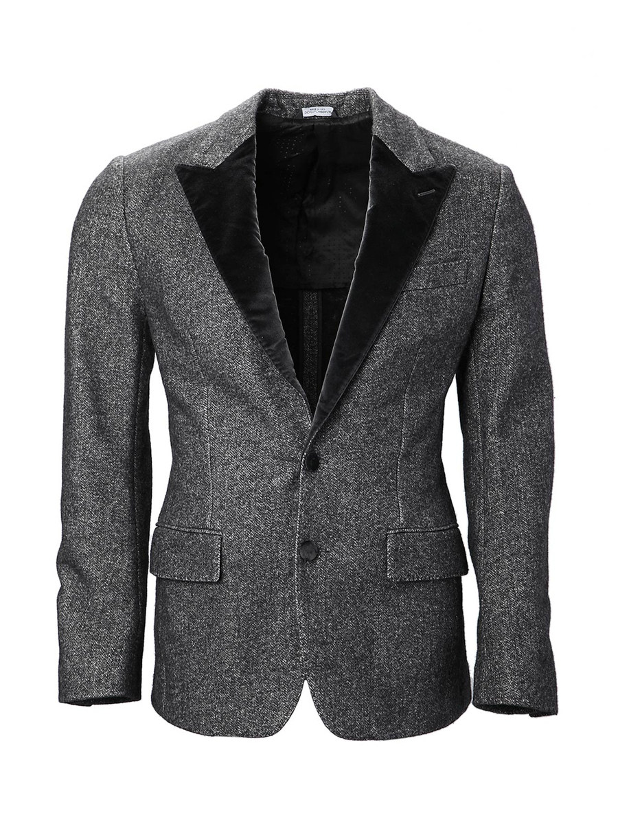 Dolce&Gabbana 灰色戗驳领拼接饰西装外套