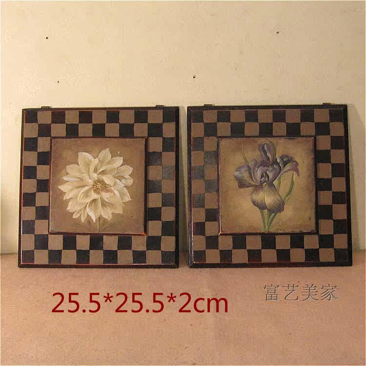 Eurostyle American pure hand painted decoration classical painting oil painting Propylene Painting Flower Plant Antique made of old wooden planks to hang paintings