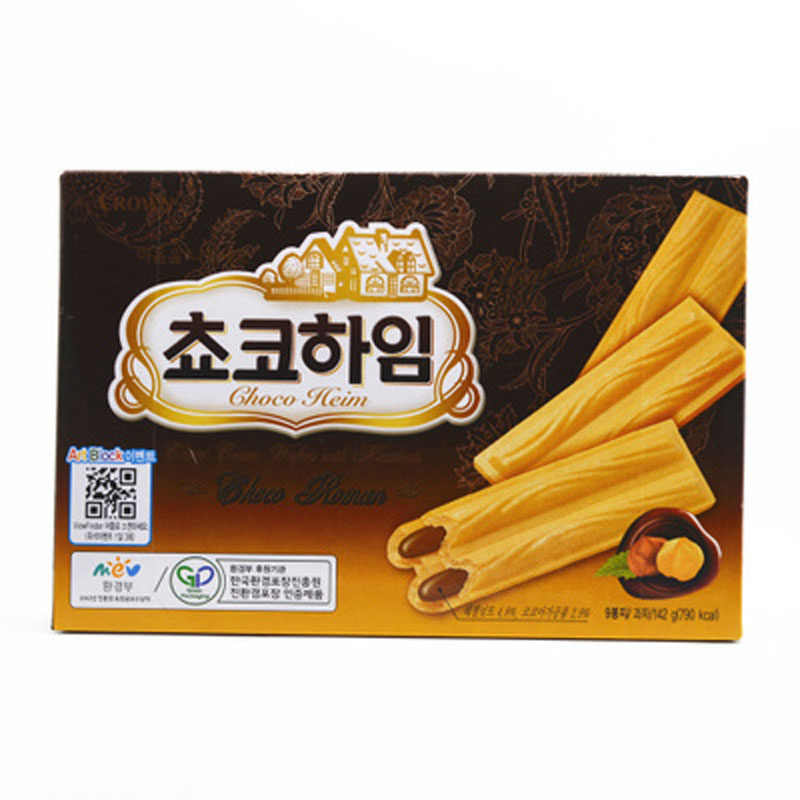 【天猫超市】韩国进口零食品 可瑞安巧克力榛子瓦威化饼干142g