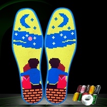 Cross stitch insole cotton pinhole printing cartoon characters for men and women pattern do not fade wiring pin deodorant and breathable