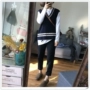 Mùa xuân mới đại học gió ~ mềm mại 糯 họa tiết cổ chữ V xoắn retro áo len cashmere vest không tay vest áo ghi lê len