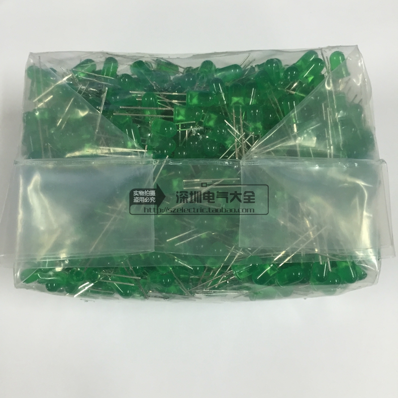 5MM LED light beads dark green green hair green LED light short foot 1000 only bag