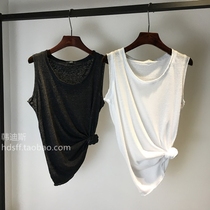 2020 summer Korean TH womens solid color crew neck simple and versatile comfortable cotton base shirt vest women