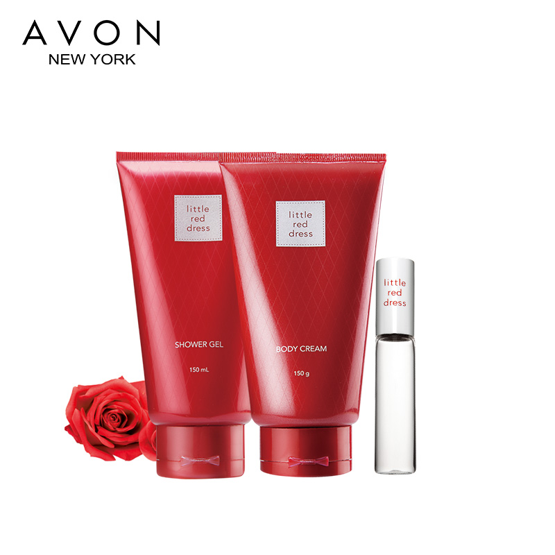 Avon/雅芳小红裙三件套 身体乳香水沐浴露走珠香水