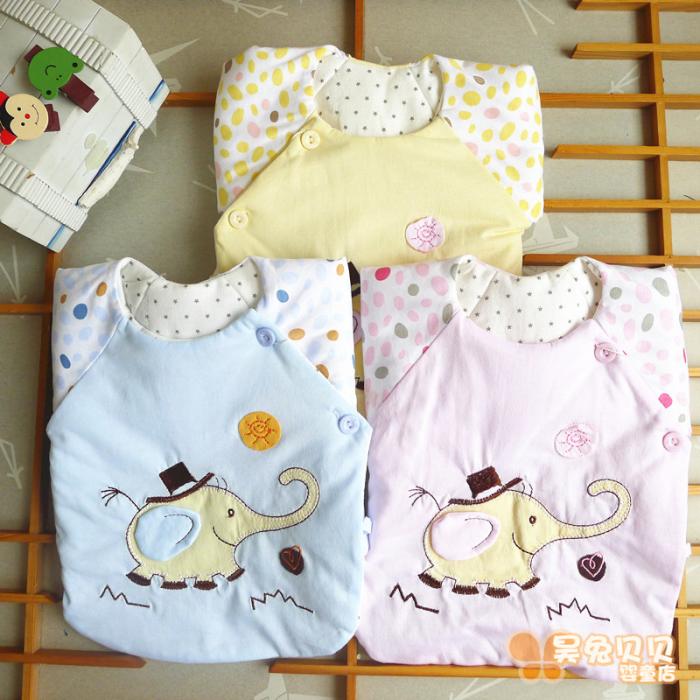 Two pieces of padded newborn spring and autumn thin cotton padded jacket baby half-back top baby monk clothing