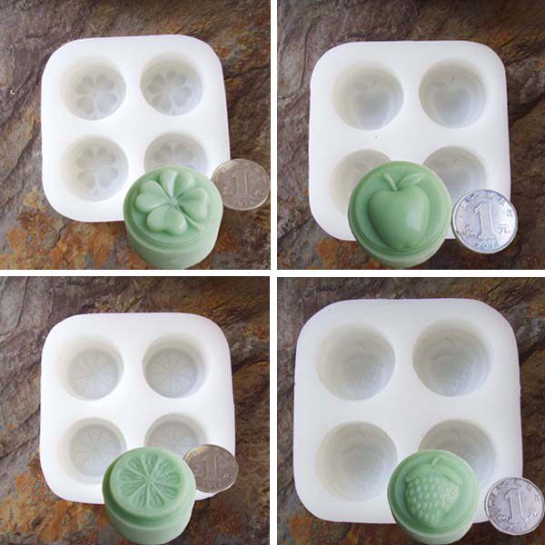 Handmade silicone mold DIY four - hole mould Lucky four - leaf lemon apple strawberry cream