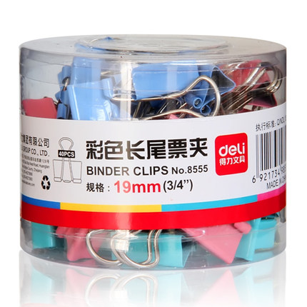 Able long tail clip 8555 Color metal ticket clip dovetail clip data clip desktop office 19mm