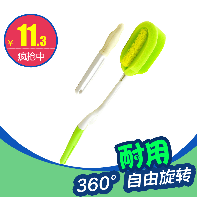 【满额包邮】日康正品RK-3502海绵奶瓶刷360度自由旋转耐用刷