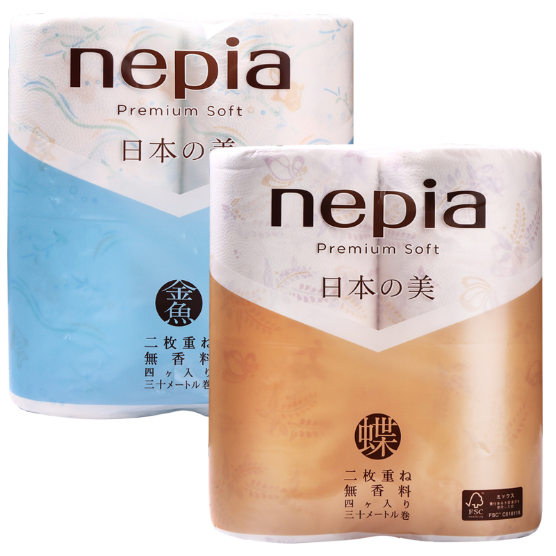 日本原装妮飘nepia高级premium系列超柔高级软卷纸双层30米*4卷