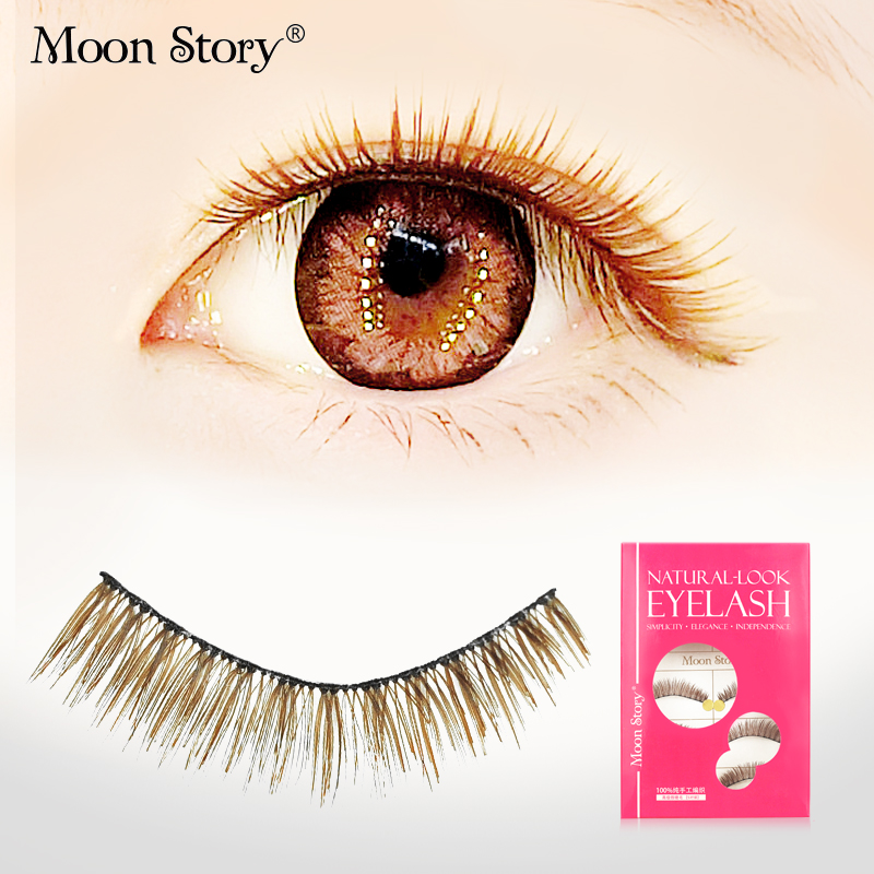 Moonstory/萌黛儿#1110假睫毛 纯手工5付装 棉线梗棕色眼尾加长款