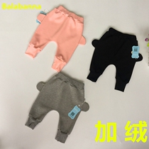 Baby big pp pants Autumn and winter newborn pants plus velvet winter 0-1 year old children plus velvet Harun fashion warm pants