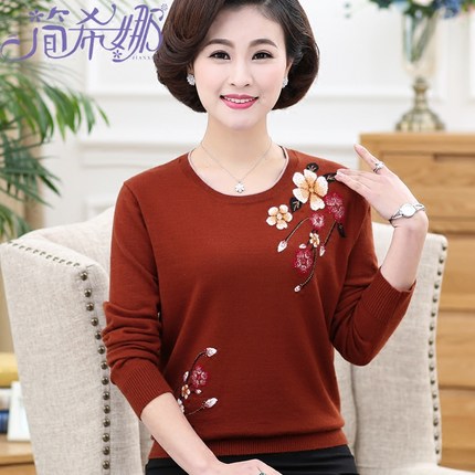 2018春季新款妈妈装针织打底衫中年春装毛衣