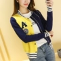 Yu Lisi 2018 xuân hè mới thấp cổ tròn màu sắc phù hợp với áo len dệt kim đơn kiểu áo len bóng chày nữ - Cardigan áo len thổ cẩm