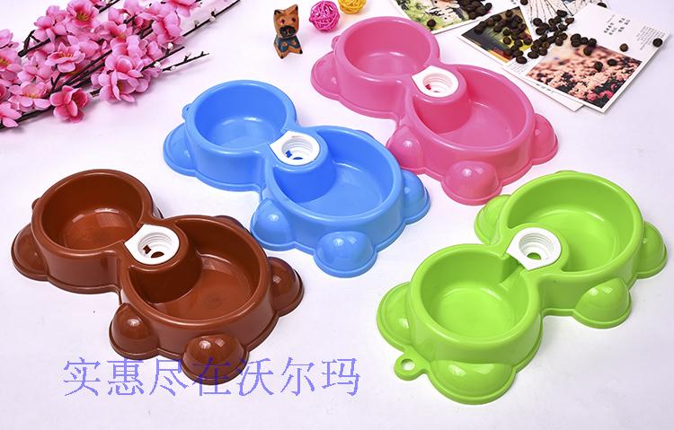 Teddy dog ​​bowl dog bowl cat bowl pet automatic water feeding dog food bowl dog supplies water dispenser rice bowl double bowl