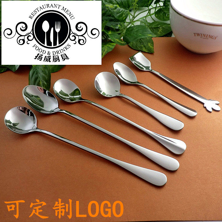Metal Korean version stainless steel small long handle spoon Creative sand ice spoon stirring spoon sweet spoons coffee appliance manufacturer direct
