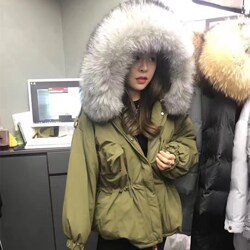 South Korea Dongdaemun Purchasing Agency 2020 Winter New Avenue seoul Short Large Fur Collar Down Jacket Women's Waist