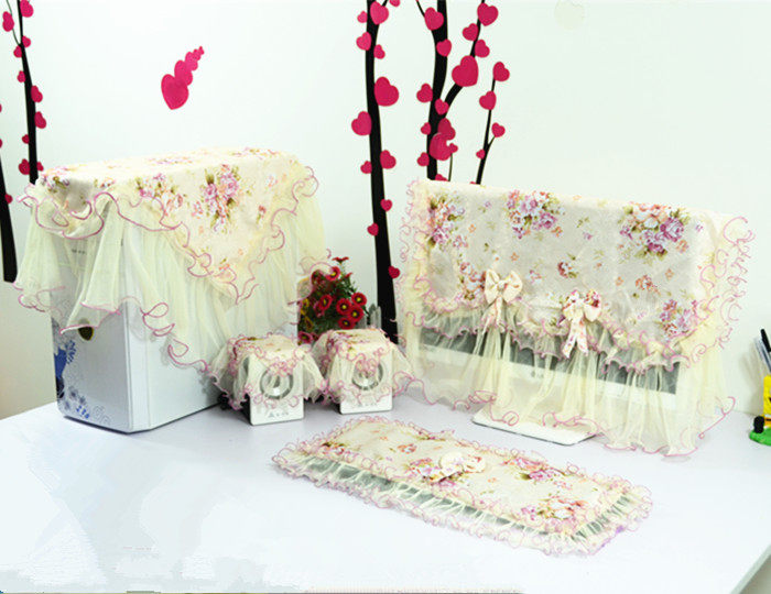 Desktop computer dust cover dust lace Korean fabric decoration display cover towel Computer five-piece custom