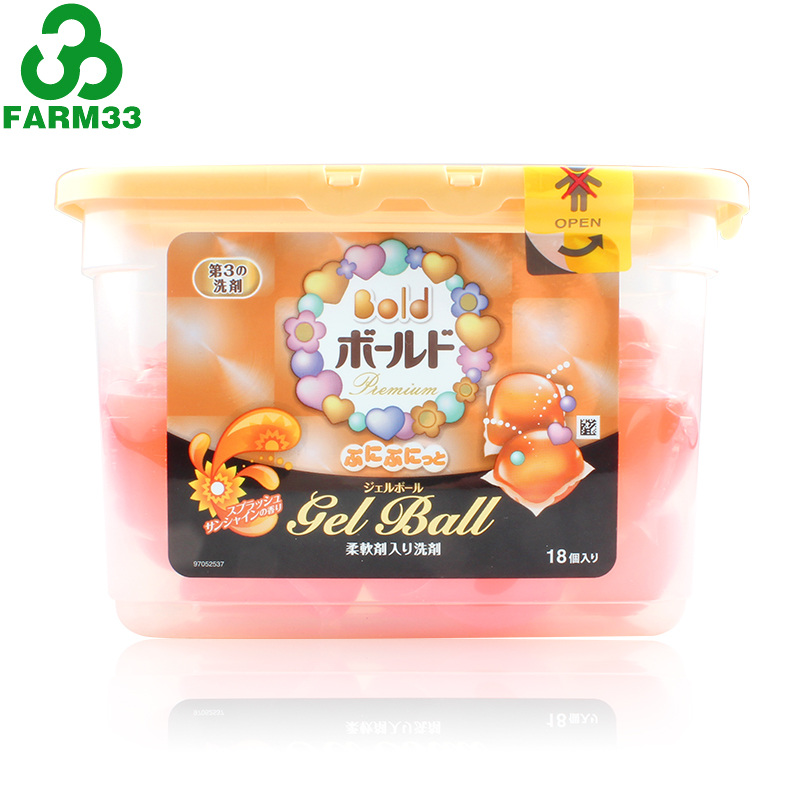 日本P&G Bold/碧浪 洗衣凝珠 洗衣液  橘色清新阳光香 18个入