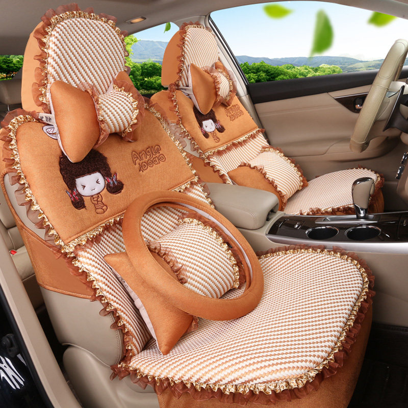 新款汽车坐垫 女士卡通汽车座垫四季通用 车垫套汽车用品