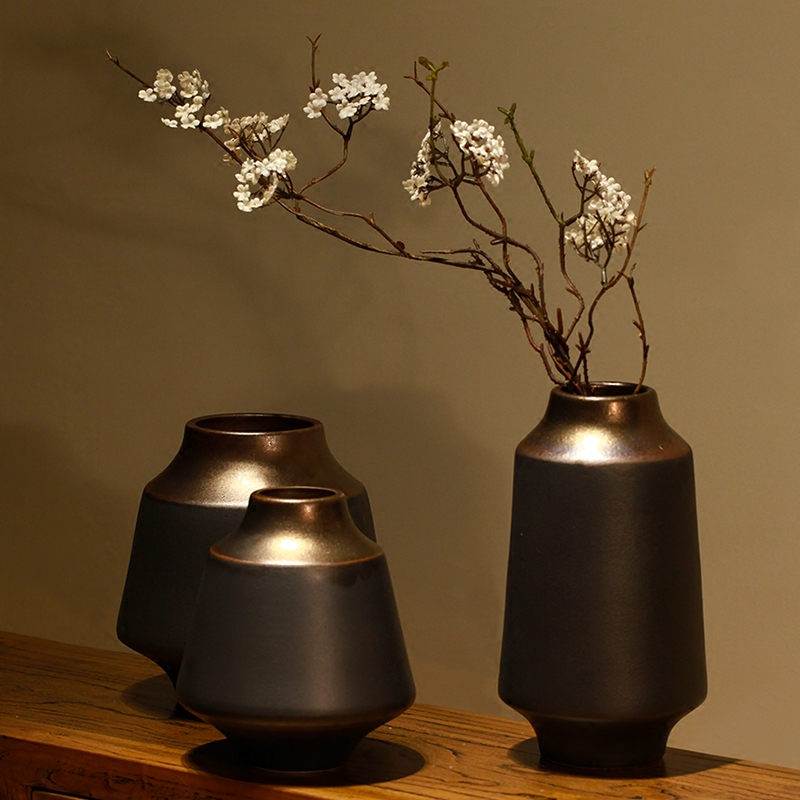 New Chinese style dry flower ceramic vases, Chinese style restoring ancient ways the three - piece furnishing articles zen porch floral version into gifts